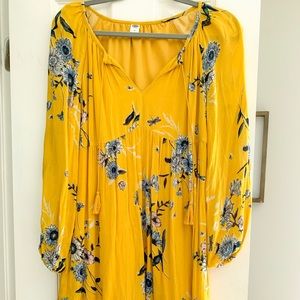Yellow Floral Shift Dress